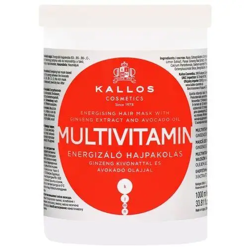 Multivitamin energising mask - multiwitaminowa energetyzująca maska do włosów zniszczonych, 1000ml Kallos