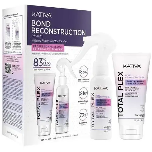 Kativa total plex reconstruction kit - regenerujący zestaw odżywek do włosów, 60ml + 70ml