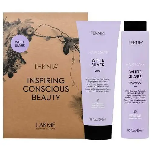 Lakme teknia white silver pack - zestaw do włosów siwych i blond maska 250ml + szampon 300ml