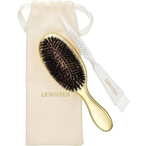 Lenoites hair brush wild boar with pouch and cleaner tool