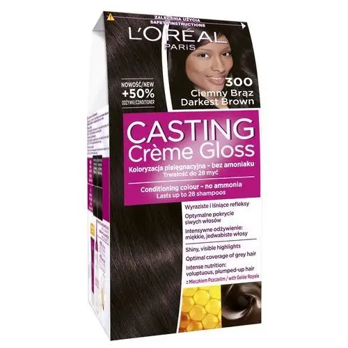 Loreal Paris Casting Creme Gloss Farba do włosów bez amoniaku Ciemny Brąz nr 300, kolor brąz