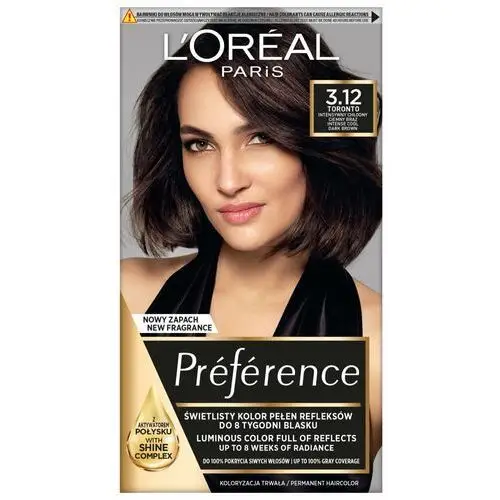 L'oreal Loreal preference farba do włosów nr 3.12 toronto - intensywny chłodny ciemny brąz 1op