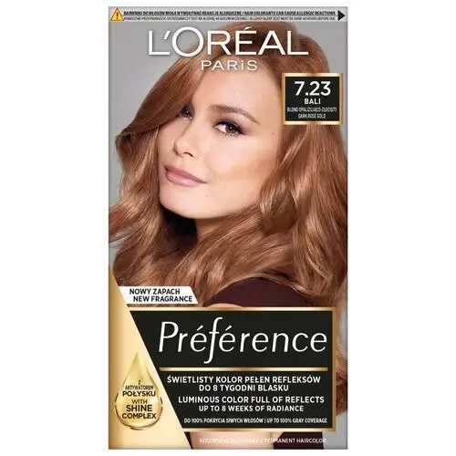 Loreal Preference Farba do włosów nr 7.23 Bali - blond opalizująco-złocisty 1op., kolor blond
