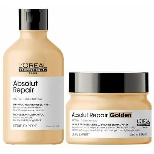 L`oreal Odbudowujący zestaw do włosów zniszczonych, szampon i maska l'oréal absolut repair gold