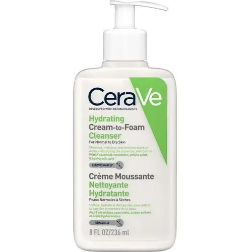 CeraVe Hydrating Cream-to-Foam Cleanser with Amino Acids for Normal to Dry Skin 236ml, MB296800