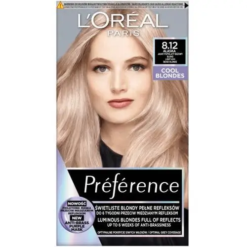 Loreal preference farba do włosów 8.12 alaska - jasny popielaty beżowy blond 1op