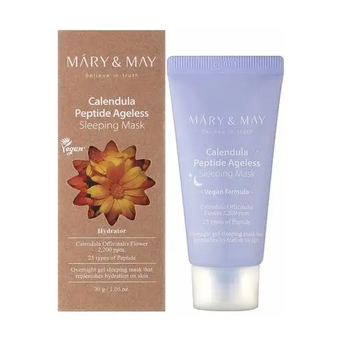 Mary&may - calendula peptide ageless sleeping mask, 30g - łagodząco-ujędrniająca maska na noc