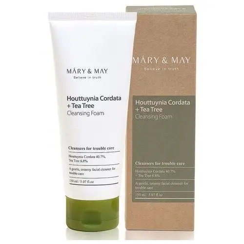 Houttuynia cordata + tea tree cleansing foam, 150ml - kremowa pianka do mycia twarzy Mary&may