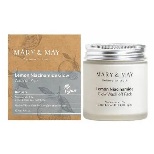 Mary&may - lemon niacinamide glow wash off pack, 125g - rozświetlająca maska z glinką