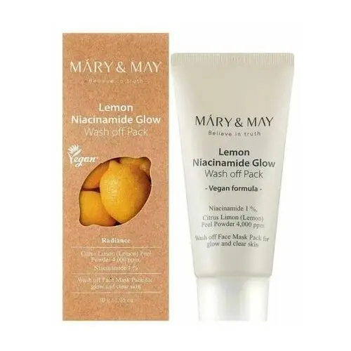 Lemon niacinamide glow wash off pack, 30g - rozświetlająca maska z glinką Mary&may