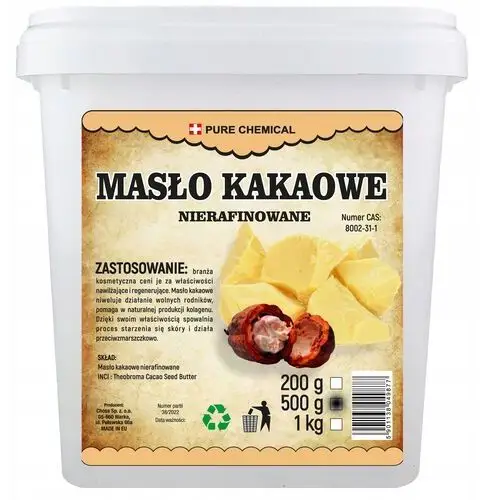 Masło Kakaowe Nierafinowane Naturalne Łupane 0,5kg