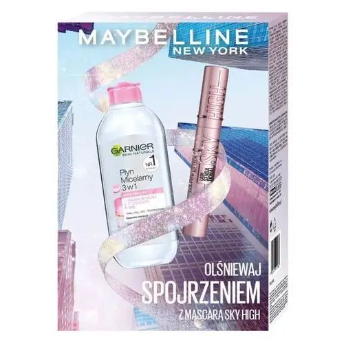 MAYBELLINE - Zestaw prezentowy kosmetyków - Tusz Lash Sensational SKY HIGH 7,2 ml + Garnier Płyn Micelarny 3w1 400 ml