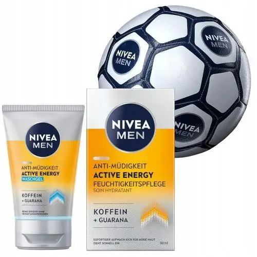 Nivea Men Active Energy Żel do mycia twarzy 100ml Krem męski 50ml Piłka