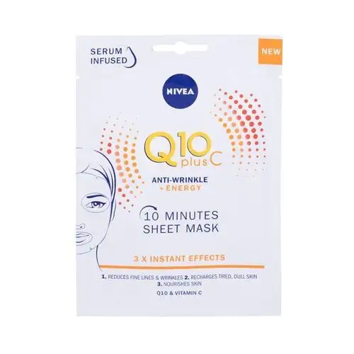 Nivea Q10 Plus C Maska w płacie 10-minutowa Anti-Wrinkle+Energy 1szt, 97316