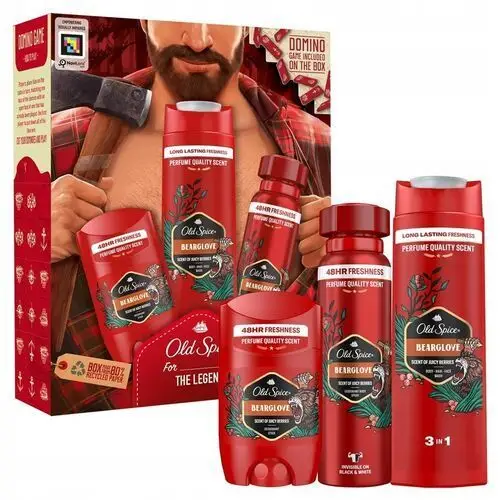 Old Spice zestaw Bearglove Lumberjack, dezodorant w sprayu sztyft+żel p/p