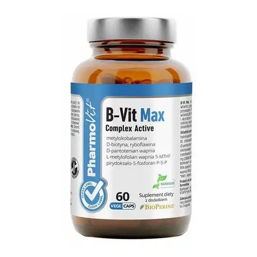 Suplement b-vit max complex active 60 kaps clean label Pharmovit
