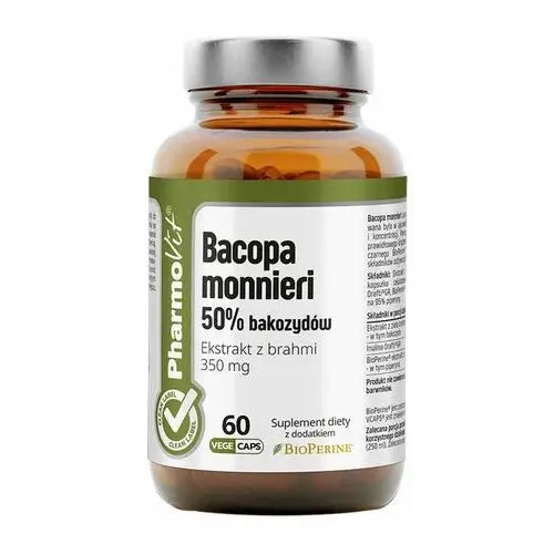 Suplement Bacopa monnieri 50% bakozydów 60 kaps PharmoVit Clean Label,82
