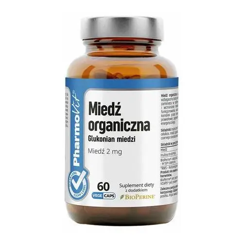 Suplement Miedź organiczna 2 mg 60 kaps PharmoVit Clean Label