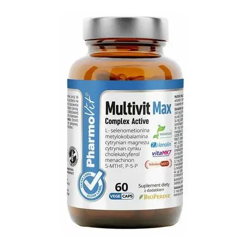 Suplement Multivit Max Complex Active 60 kaps PharmoVit Clean Label