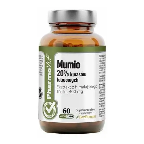 Suplement Mumio 20% kwasów fulwowych 60 kaps PharmoVit Clean Label