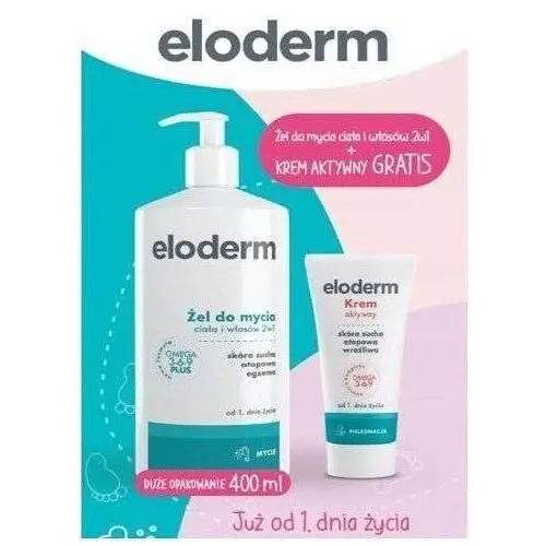 Polpharma Eloderm żel do mycia ciała i włosów 2w1 400ml + krem aktywny 75ml gratis