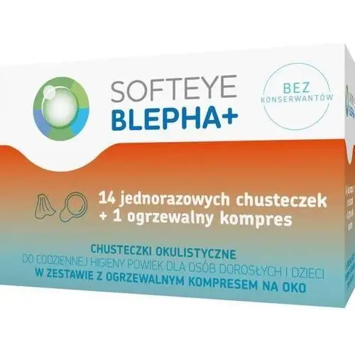 Softeye blepha plus chusteczki okulistyczne x 14 szt. + ogrzewalny kompres x 1 sztuka Polpharma