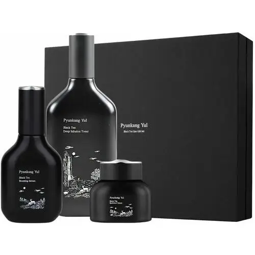 Black tea line gift set (tonik, serum i krem) - zestaw prezentowy o działaniu ujędrniającym Pyunkang yul