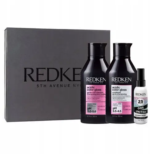 Redken Acidic Color Gloss zestaw z pudełkiem do włosów farbowanych spray