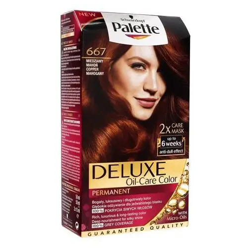 Palette deluxe oil-care color farba do włosów trwale koloryzująca z mikroolejkami 667 (6-70) miedziany mahoń Schwarzkopf