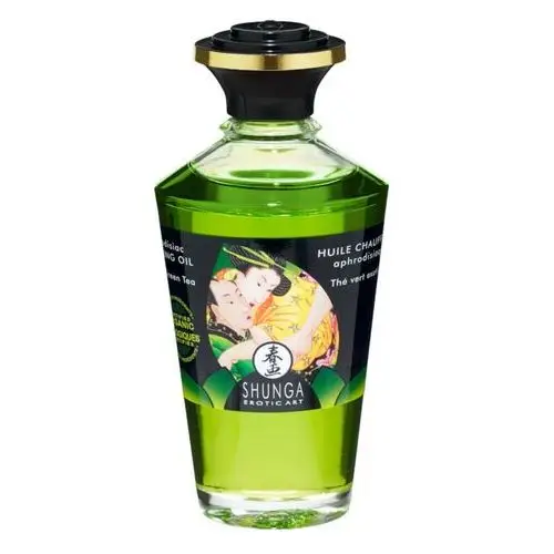 Shunga - rozgrzewający olejek do masażu - zielona herbata (100ml)