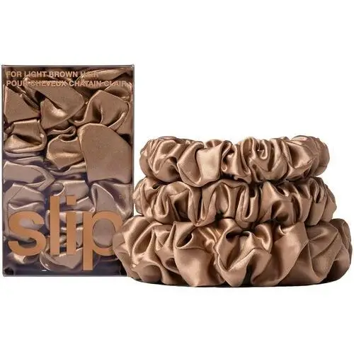 Slip pure silk back to basics assorted scrunchies - light brown