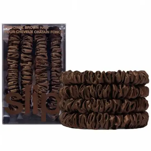 Slip Pure Silk Skinny Scrunchies Dark Brown,4914