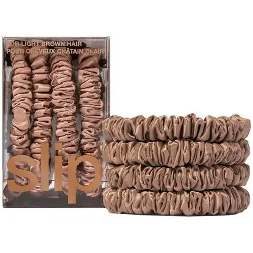 Pure silk skinny scrunchies light brown Slip