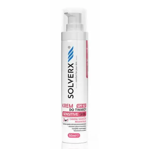 Solverx SENSITIVE SKIN FACE CREAM WITH SPF50 Krem do twarzy dla skóry wrażliwej i naczynkowej z SPF50