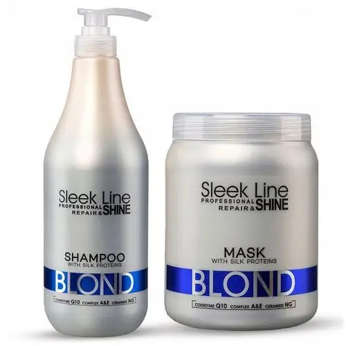 Stapiz Sleek Line Blond Szampon maska do włosów blond 1000ml z jedwabiem