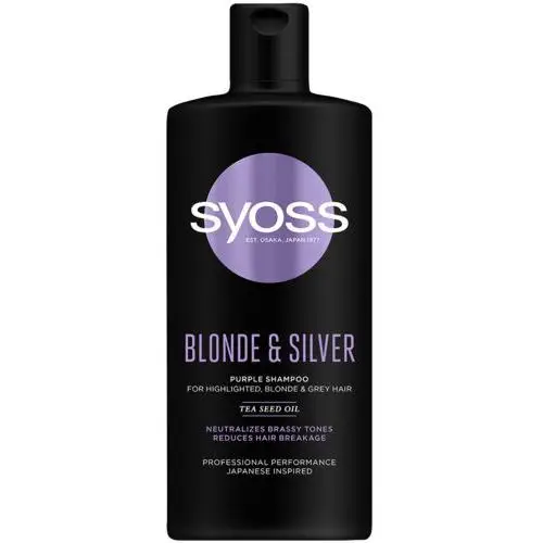 Syoss blonde & silver purple shampoo szampon neutralizujący żółte tony do włosów blond i siwych 440ml
