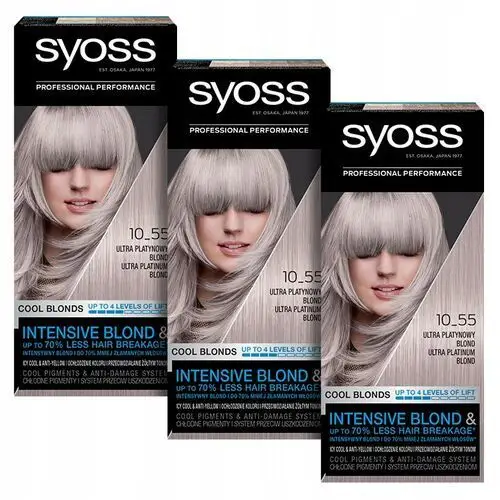 Syoss Farba do włosów 10-55 Platynowy Blond x3szt, kolor blond