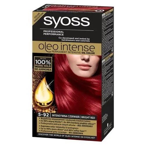 Syoss Oleo Intense Farba do włosów 5-92 intensywna czerwień, kolor czerwień