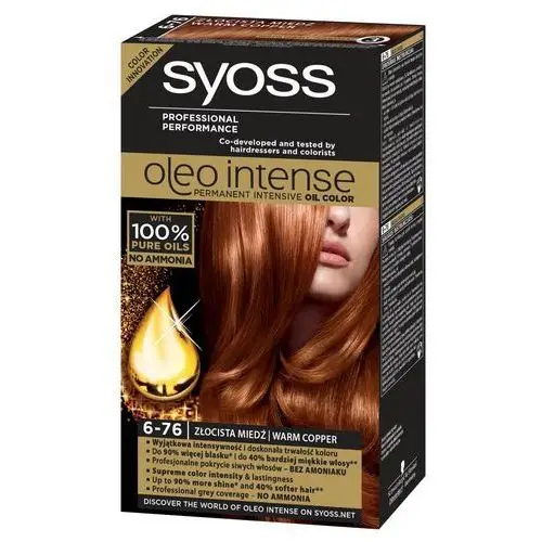 Syoss Oleo Intense Farba do włosów 6-76 złocista miedź, kolor miedź