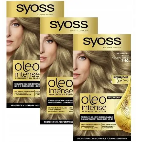 Syoss Oleo Intense Farba do Włosów 7-10 Naturalny Blond x 3, kolor blond