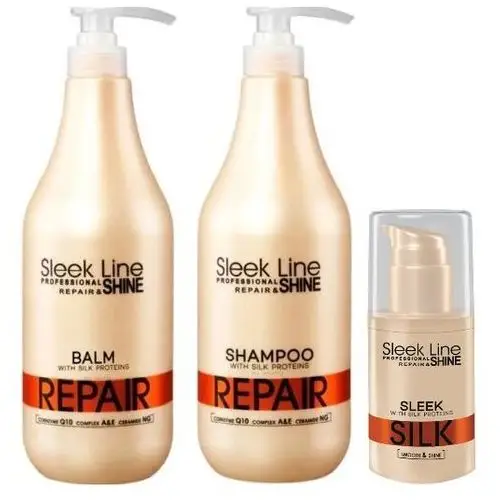 Szampon i balsam Sleek Line Repair Stapiz 2x1000 ml regeneracja i jedwab 30