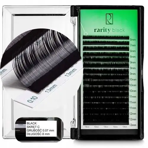 Sztuczne Rzęsy Rarity Black Lashes Czarne skręt C 0,07mm 8mm