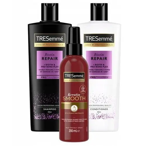 Tresemme Szampon Biotyna 400ml Odżywka Biotyna 400ml +Tresemme Keratin Spra