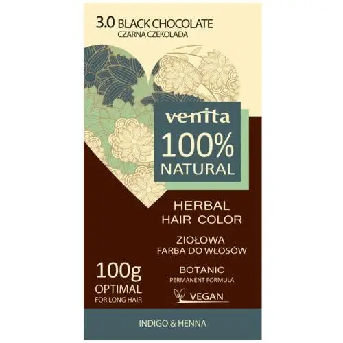 Venita herbal hair color ziołowa farba do włosów 3.0 czarna czekolada 100g, kolor czekolada