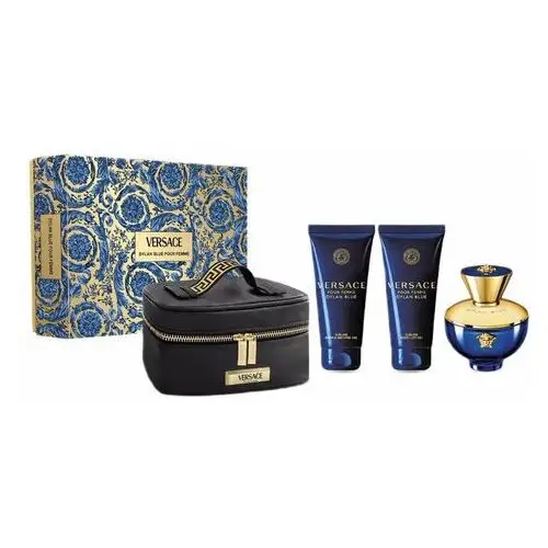 Versace Dylan Blue Pour Femme zestaw woda perfumowana spray 100ml + żel pod prysznic 100ml + balsam do ciała 100ml + kosmetyczka