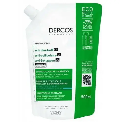 Vichy dercos szampon przeciwłupieżowy do włosów tłustych refill 500 ml