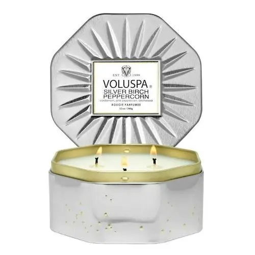 Vermeil Silver Birch Peppercorn Octagon Tin Candle - Świeca