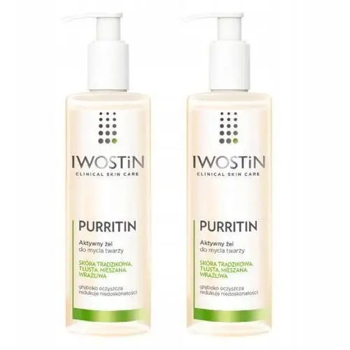 Zestaw 2x Iwostin Purritin Aktywny żel do mycia twarzy, 300ml