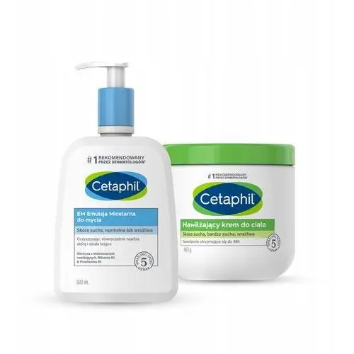 Zestaw Cetaphil Krem nawilżający do ciała 453g i Em Emulsja 500 ml