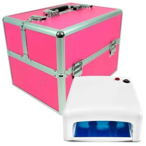 Zestaw kuferek różowy mały + lampa UV